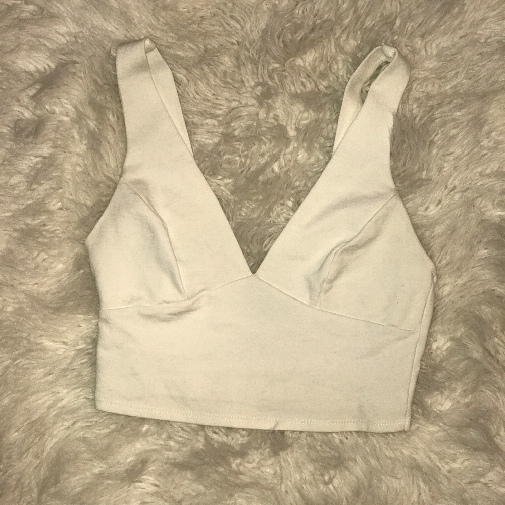 White V-Neck Crop Top